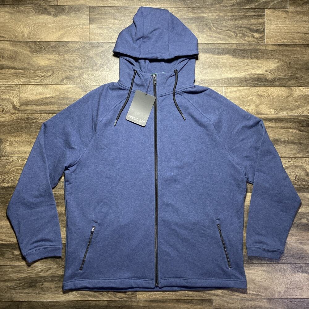 Public Rec Weekend Full Zip Hoodie Men's XXL Navy Pima Cotton French Terry NWT